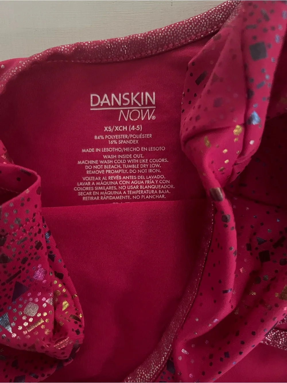 Danskin Pink Gymnastics Leotard Sparkle Chest Crisscross Waist Girls Dance XS